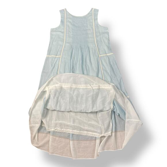 EKA Handmade in India Cotton Dress Small Blue White Sleeveless Boho Cottagecore - Picture 5 of 9